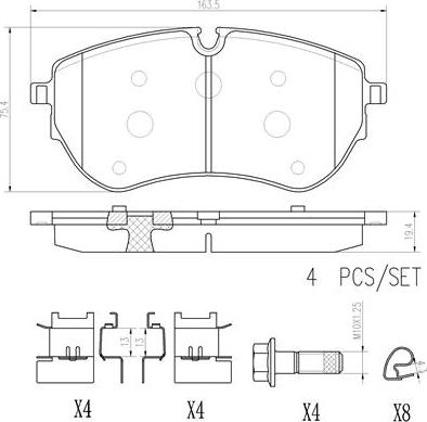 Brembo P85173N - Bremžu uzliku kompl., Disku bremzes adetalas.lv