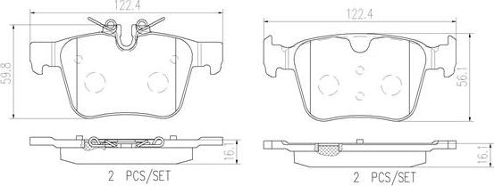 Brembo P86029N - Bremžu uzliku kompl., Disku bremzes adetalas.lv