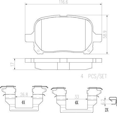 Brembo P83040N - Bremžu uzliku kompl., Disku bremzes adetalas.lv