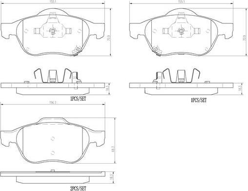 Brembo P83043N - Bremžu uzliku kompl., Disku bremzes adetalas.lv