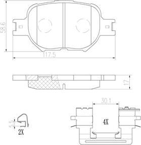 Brembo P83054N - Bremžu uzliku kompl., Disku bremzes adetalas.lv