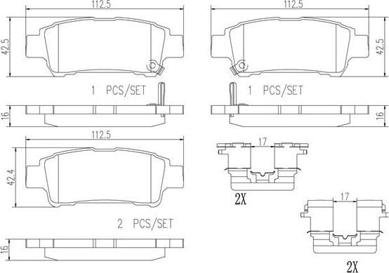 Brembo P83056N - Bremžu uzliku kompl., Disku bremzes adetalas.lv