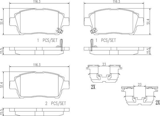 Brembo P83051N - Bremžu uzliku kompl., Disku bremzes adetalas.lv