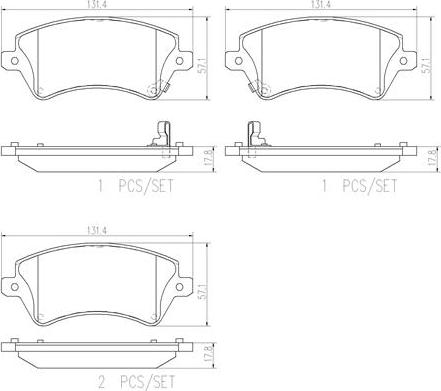 Brembo P83064N - Bremžu uzliku kompl., Disku bremzes adetalas.lv