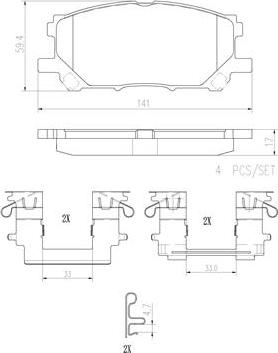 Brembo P83067N - Bremžu uzliku kompl., Disku bremzes adetalas.lv