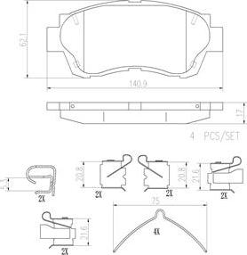 Brembo P83027N - Bremžu uzliku kompl., Disku bremzes adetalas.lv