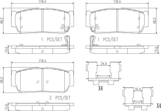 Brembo P30049N - Bremžu uzliku kompl., Disku bremzes adetalas.lv