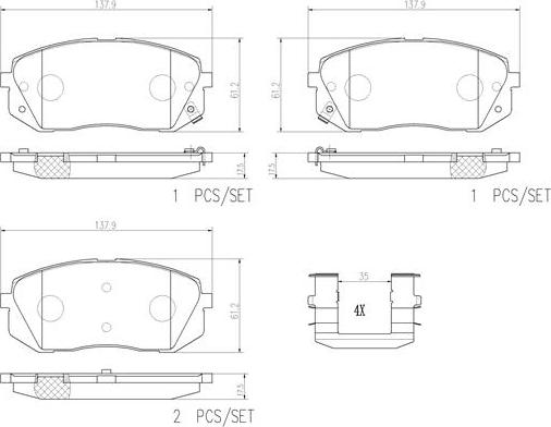 Brembo P30056N - Bremžu uzliku kompl., Disku bremzes adetalas.lv