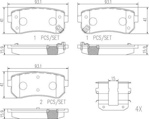 Brembo P30051N - Bremžu uzliku kompl., Disku bremzes adetalas.lv