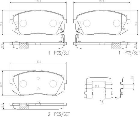 Brembo P30039N - Bremžu uzliku kompl., Disku bremzes adetalas.lv