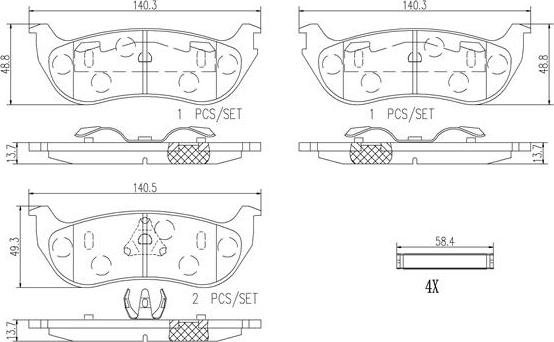 Brembo P37013N - Bremžu uzliku kompl., Disku bremzes adetalas.lv