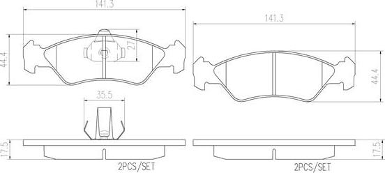 Brembo P24044N - Bremžu uzliku kompl., Disku bremzes adetalas.lv