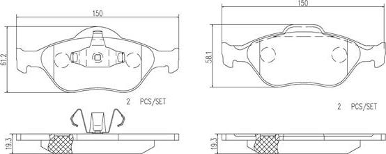 Brembo P24055N - Bremžu uzliku kompl., Disku bremzes adetalas.lv