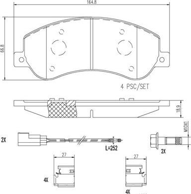 Brembo P24064N - Bremžu uzliku kompl., Disku bremzes adetalas.lv