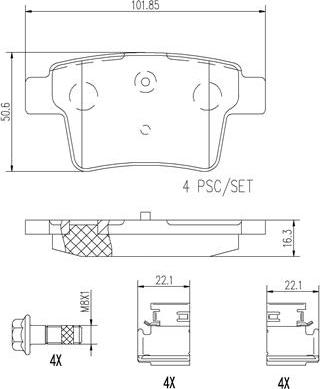 Brembo P24063N - Bremžu uzliku kompl., Disku bremzes adetalas.lv