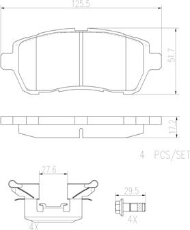 Brembo P24072N - Bremžu uzliku kompl., Disku bremzes adetalas.lv