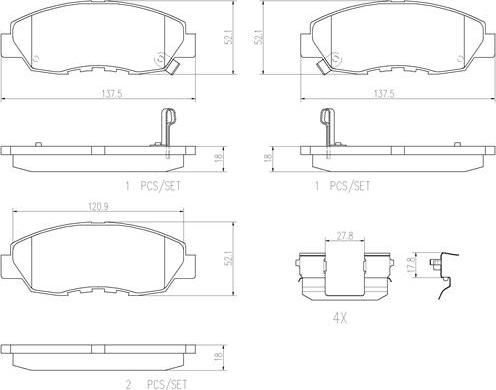 Brembo P28042N - Bremžu uzliku kompl., Disku bremzes adetalas.lv