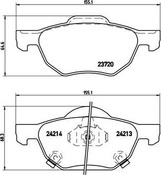 Brembo P 28 036 - Bremžu uzliku kompl., Disku bremzes adetalas.lv