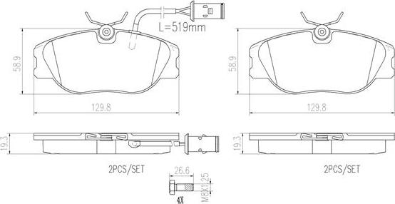 Brembo P23041N - Bremžu uzliku kompl., Disku bremzes adetalas.lv