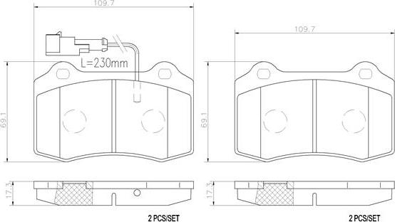 Brembo P23052N - Bremžu uzliku kompl., Disku bremzes adetalas.lv