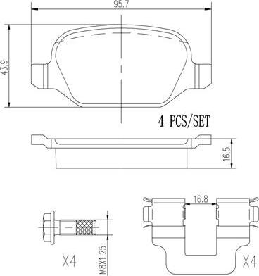 Brembo P23065N - Bremžu uzliku kompl., Disku bremzes adetalas.lv