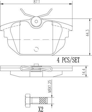 Brembo P23026N - Bremžu uzliku kompl., Disku bremzes adetalas.lv