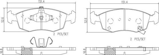 Brembo P23168N - Bremžu uzliku kompl., Disku bremzes adetalas.lv