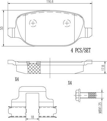 Brembo P23109N - Bremžu uzliku kompl., Disku bremzes adetalas.lv