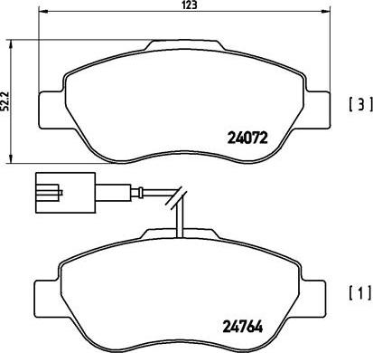 Brembo P 23 107 - Bremžu uzliku kompl., Disku bremzes adetalas.lv