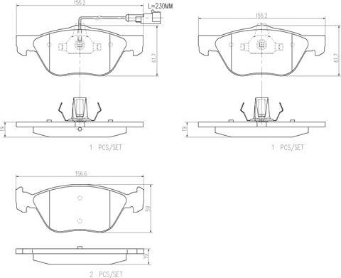 Brembo P23112N - Bremžu uzliku kompl., Disku bremzes adetalas.lv