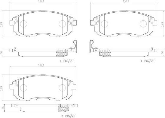 Brembo P23126N - Bremžu uzliku kompl., Disku bremzes adetalas.lv