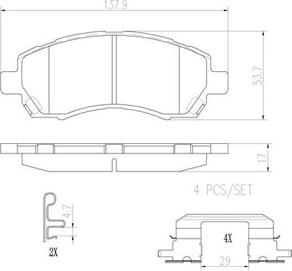 Brembo P78009N - Bremžu uzliku kompl., Disku bremzes adetalas.lv