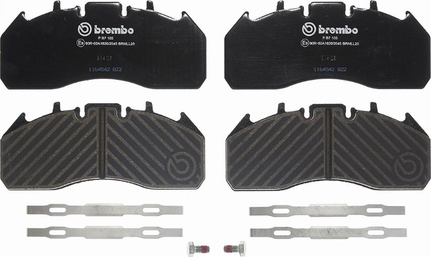 Brembo P B7 103 - Bremžu uzliku kompl., Disku bremzes adetalas.lv