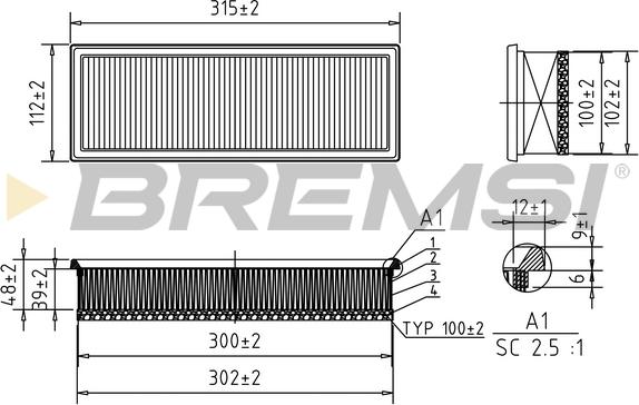 Bremsi FA0210 - Gaisa filtrs adetalas.lv