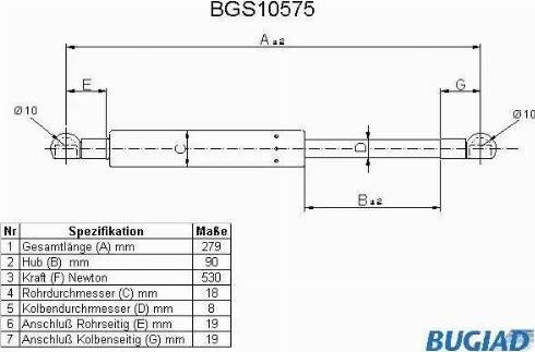 Bugiad BGS10575 - Gāzes atspere, Bagāžas / Kravas nodalījuma vāks adetalas.lv