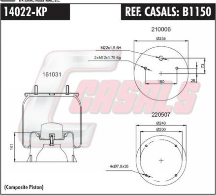 Casals B1150 - Pneimoatsperes spilvens, Pneimopiekare adetalas.lv