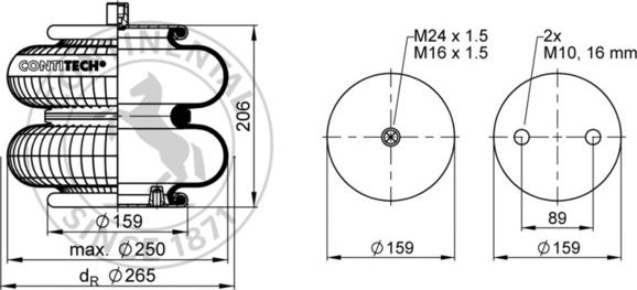 Contitech AIR Spring FD 200-19 P02 - Pneimoatsperes spilvens, Pneimopiekare adetalas.lv