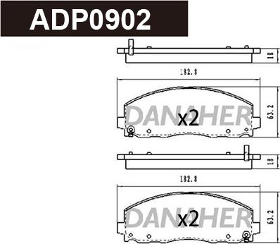 Danaher ADP0902 - Bremžu uzliku kompl., Disku bremzes adetalas.lv