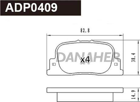 Danaher ADP0409 - Bremžu uzliku kompl., Disku bremzes adetalas.lv