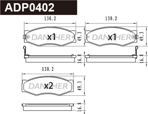 Danaher ADP0402 - Bremžu uzliku kompl., Disku bremzes adetalas.lv