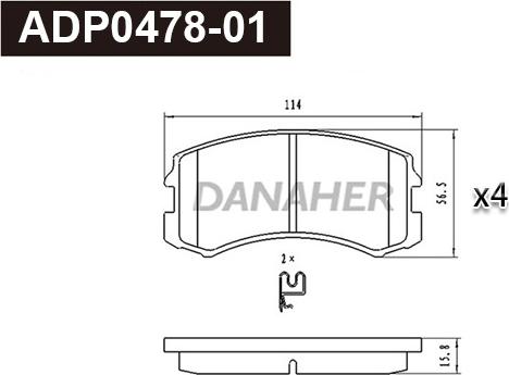 Danaher ADP0478-01 - Bremžu uzliku kompl., Disku bremzes adetalas.lv