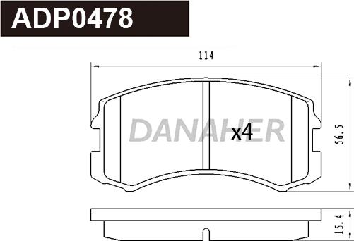 Danaher ADP0478 - Bremžu uzliku kompl., Disku bremzes adetalas.lv