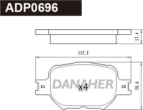 Danaher ADP0696 - Bremžu uzliku kompl., Disku bremzes adetalas.lv