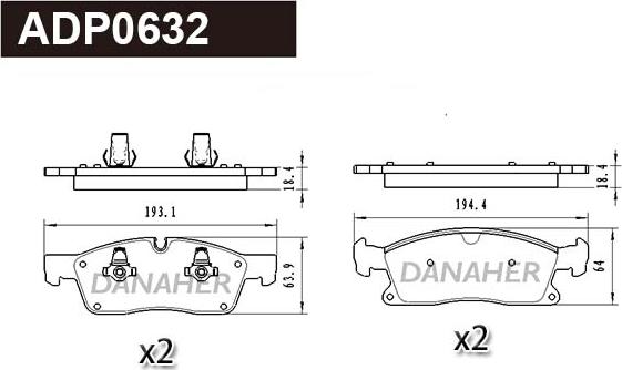 Danaher ADP0632 - Bremžu uzliku kompl., Disku bremzes adetalas.lv