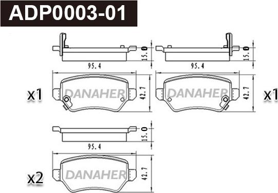 Danaher ADP0003-01 - Bremžu uzliku kompl., Disku bremzes adetalas.lv