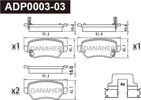 Danaher ADP0003-03 - Bremžu uzliku kompl., Disku bremzes adetalas.lv