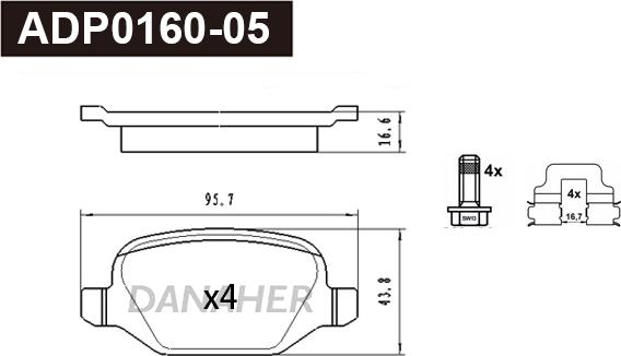 Danaher ADP0160-05 - Bremžu uzliku kompl., Disku bremzes adetalas.lv