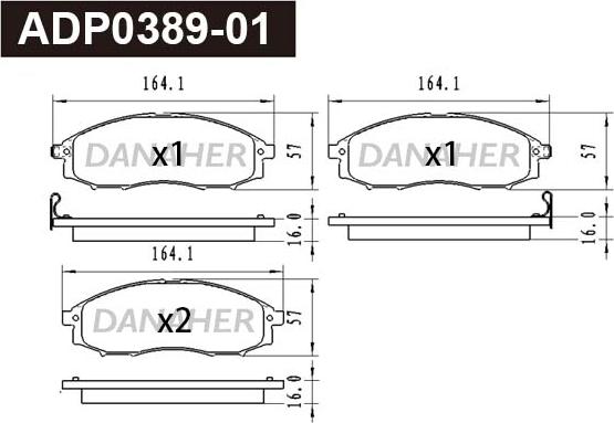 Danaher ADP0389-01 - Bremžu uzliku kompl., Disku bremzes adetalas.lv