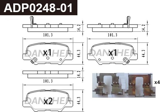 Danaher ADP0248-01 - Bremžu uzliku kompl., Disku bremzes adetalas.lv