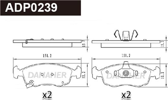 Danaher ADP0239 - Bremžu uzliku kompl., Disku bremzes adetalas.lv